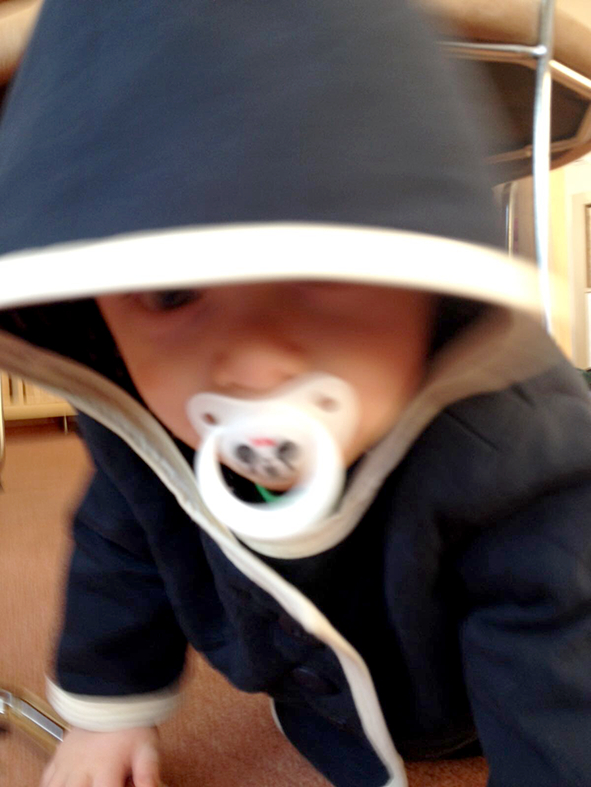Babyjacke Burda Style getragen Kapuze